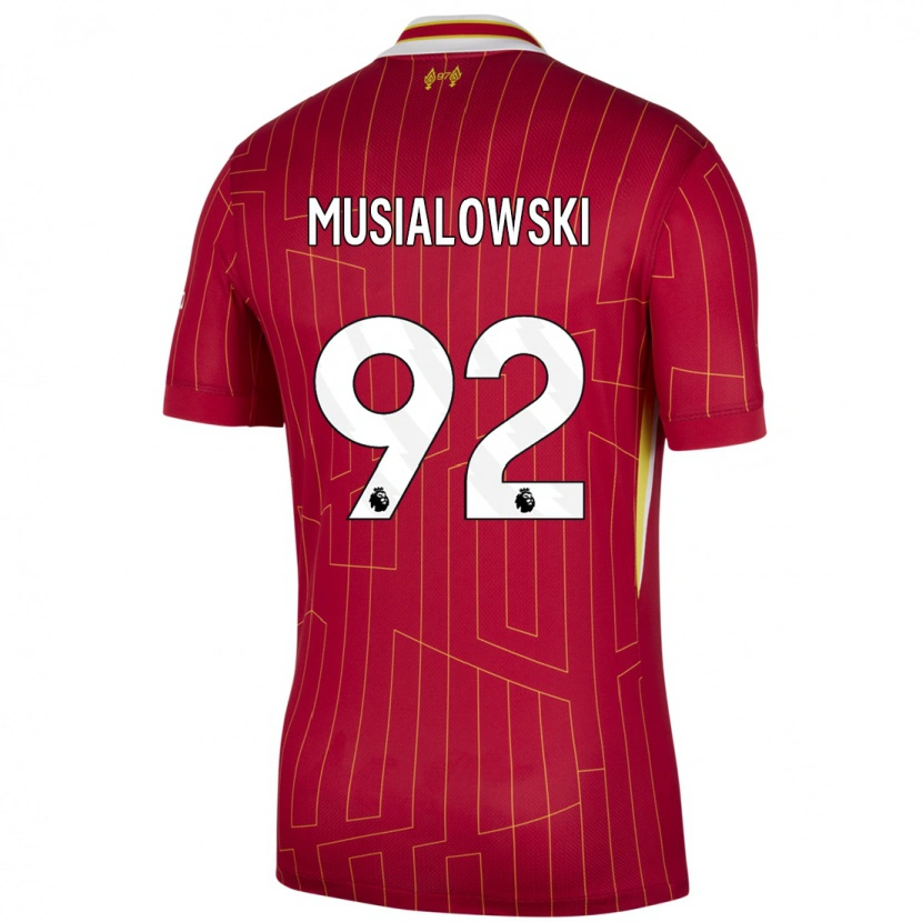 Danxen Niño Camiseta Mateusz Musialowski #92 Rojo Amarillo Blanco 1ª Equipación 2024/25 La Camisa