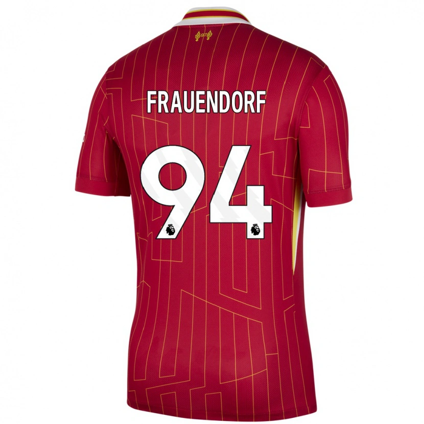 Danxen Niño Camiseta Melkamu Frauendorf #94 Rojo Amarillo Blanco 1ª Equipación 2024/25 La Camisa