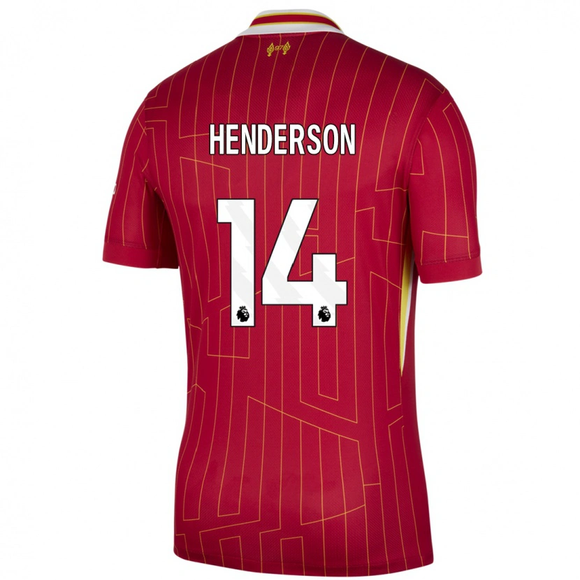 Danxen Niño Camiseta Henderson #14 Rojo Amarillo Blanco 1ª Equipación 2024/25 La Camisa