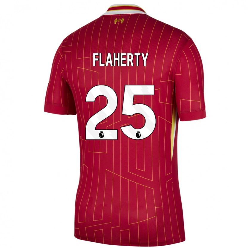 Danxen Niño Camiseta Gilly Flaherty #25 Rojo Amarillo Blanco 1ª Equipación 2024/25 La Camisa