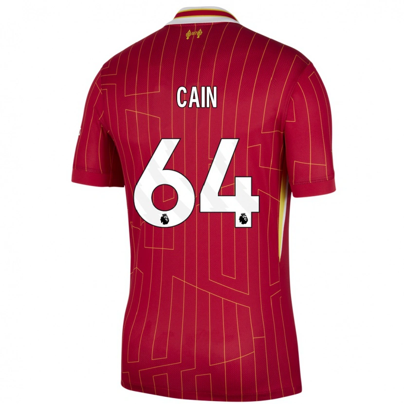 Danxen Niño Camiseta Jake Cain #64 Rojo Amarillo Blanco 1ª Equipación 2024/25 La Camisa