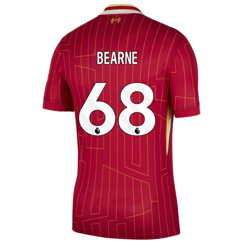 Danxen Niño Camiseta Jack Bearne #68 Rojo Amarillo Blanco 1ª Equipación 2024/25 La Camisa
