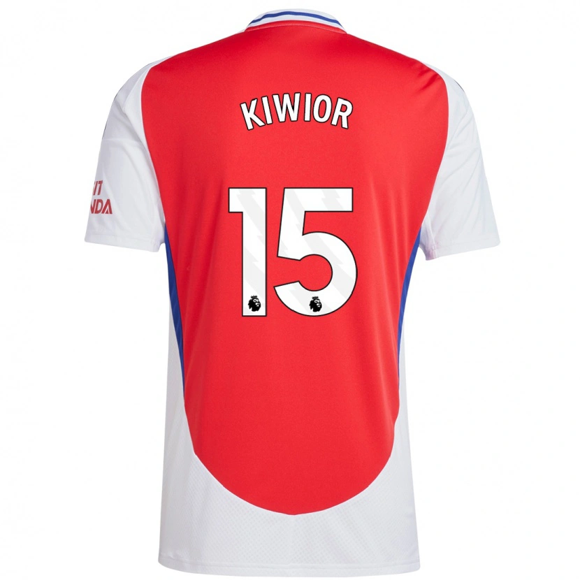 Danxen Niño Camiseta Jakub Kiwior #15 Rojo Blanco 1ª Equipación 2024/25 La Camisa