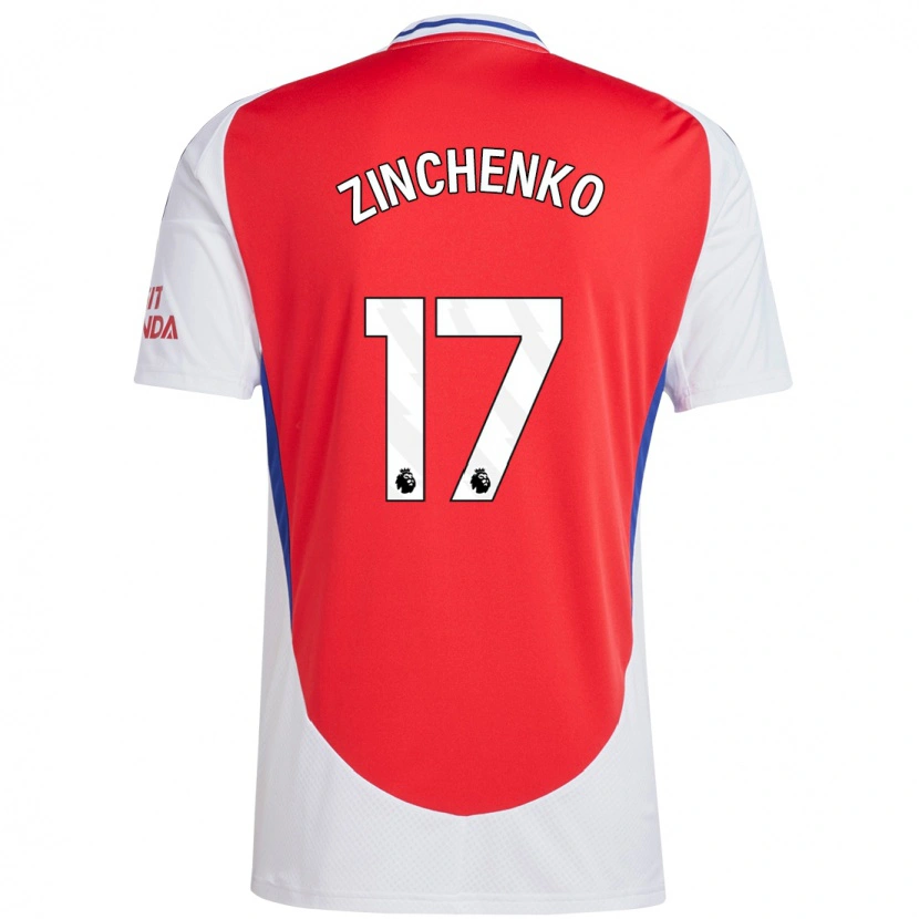 Danxen Niño Camiseta Oleksandr Zinchenko #17 Rojo Blanco 1ª Equipación 2024/25 La Camisa
