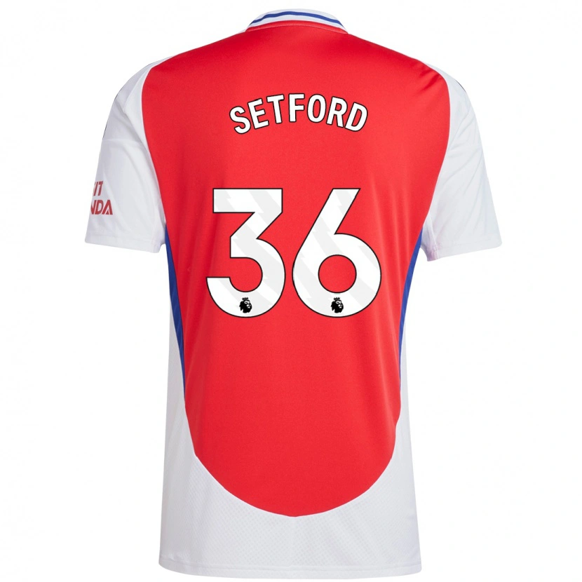 Danxen Niño Camiseta Tommy Setford #36 Rojo Blanco 1ª Equipación 2024/25 La Camisa