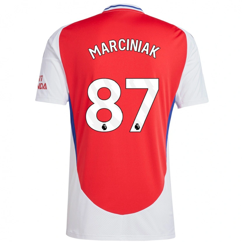 Danxen Niño Camiseta Alex Marciniak #87 Rojo Blanco 1ª Equipación 2024/25 La Camisa