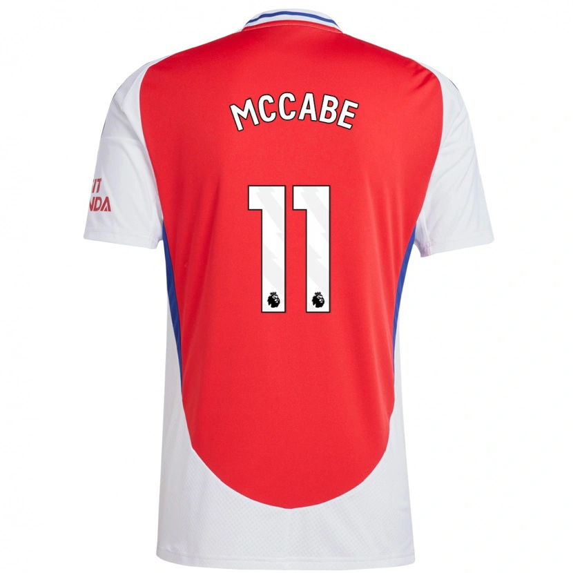 Danxen Niño Camiseta Katie Mccabe #11 Rojo Blanco 1ª Equipación 2024/25 La Camisa