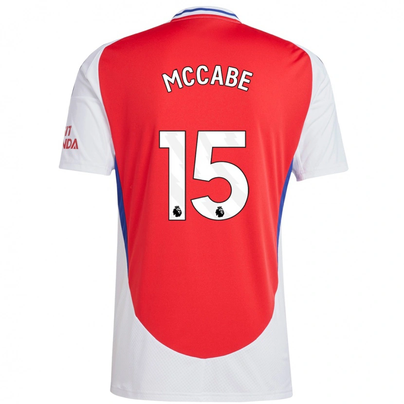 Danxen Niño Camiseta Katie Mccabe #15 Rojo Blanco 1ª Equipación 2024/25 La Camisa