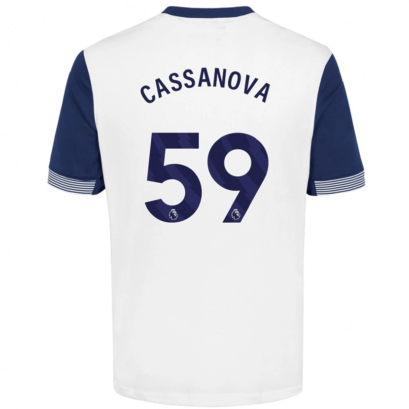Danxen Niño Camiseta Dante Cassanova #59 Blanco Azul 1ª Equipación 2024/25 La Camisa