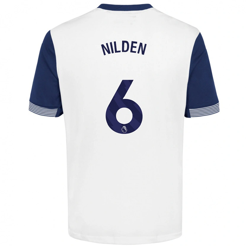 Danxen Niño Camiseta Amanda Nildén #6 Blanco Azul 1ª Equipación 2024/25 La Camisa