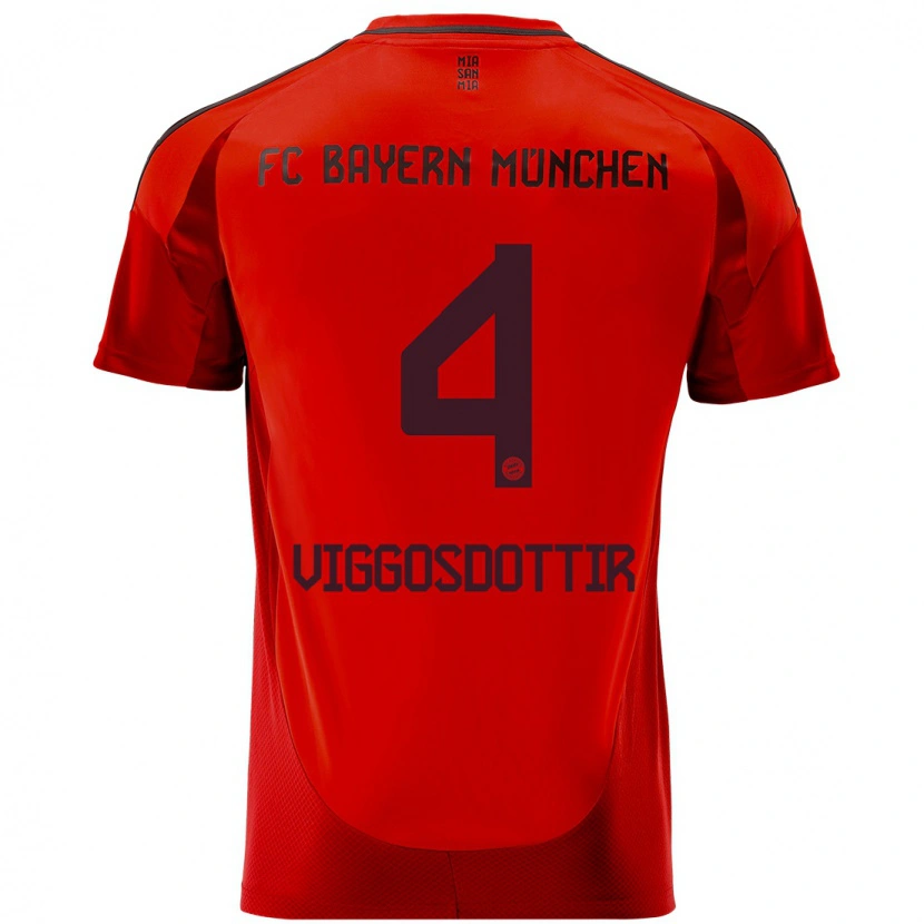 Danxen Niño Camiseta Glódís Perla Viggósdóttir #4 Rojo 1ª Equipación 2024/25 La Camisa