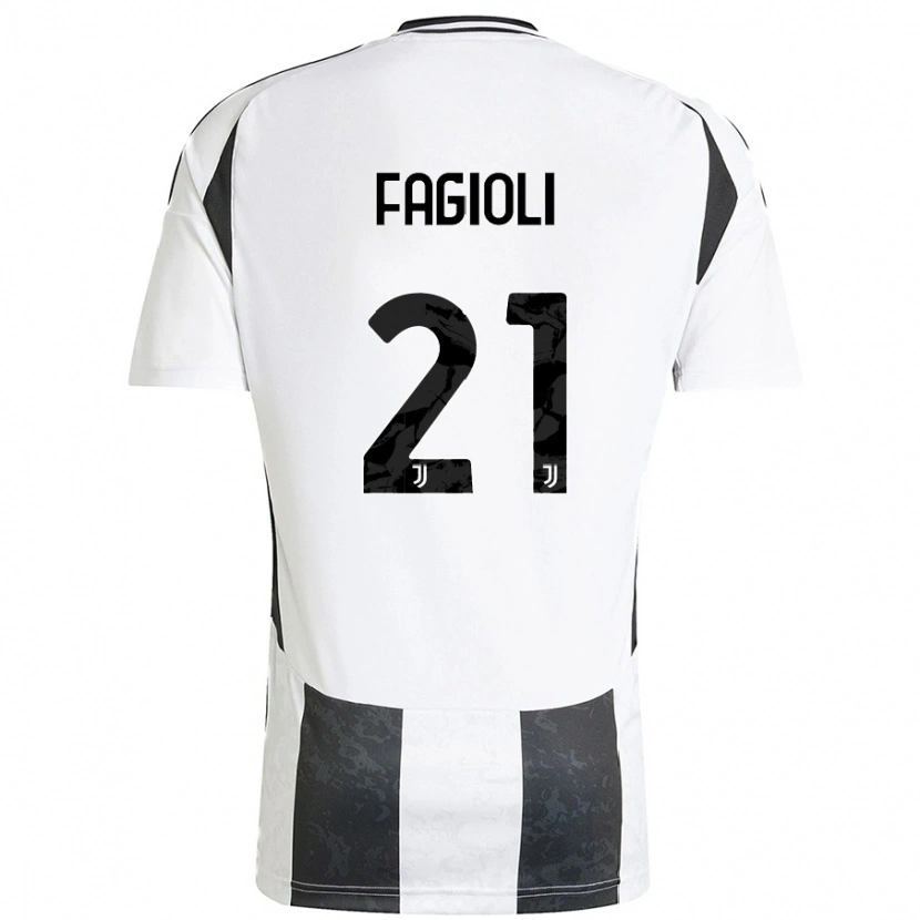 Danxen Niño Camiseta Nicolò Fagioli #21 Blanco Negro 1ª Equipación 2024/25 La Camisa