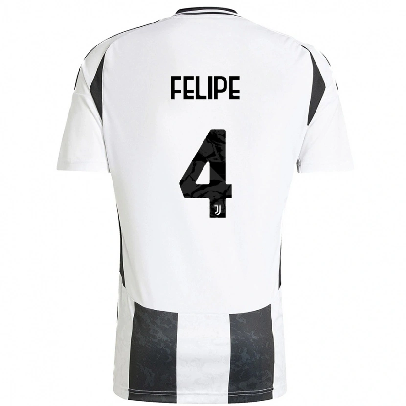 Danxen Niño Camiseta Pedro Felipe #4 Blanco Negro 1ª Equipación 2024/25 La Camisa