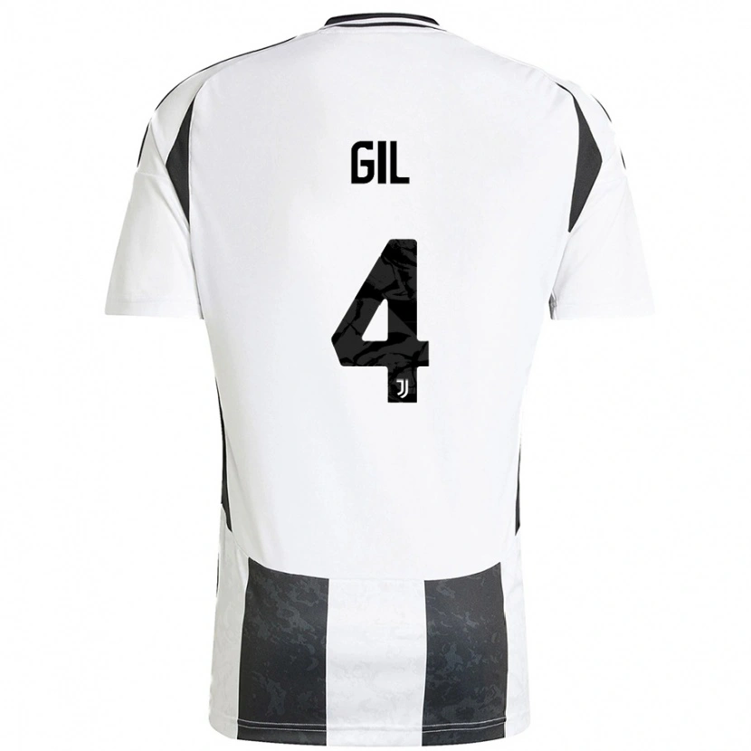 Danxen Niño Camiseta Javier Gil #4 Blanco Negro 1ª Equipación 2024/25 La Camisa