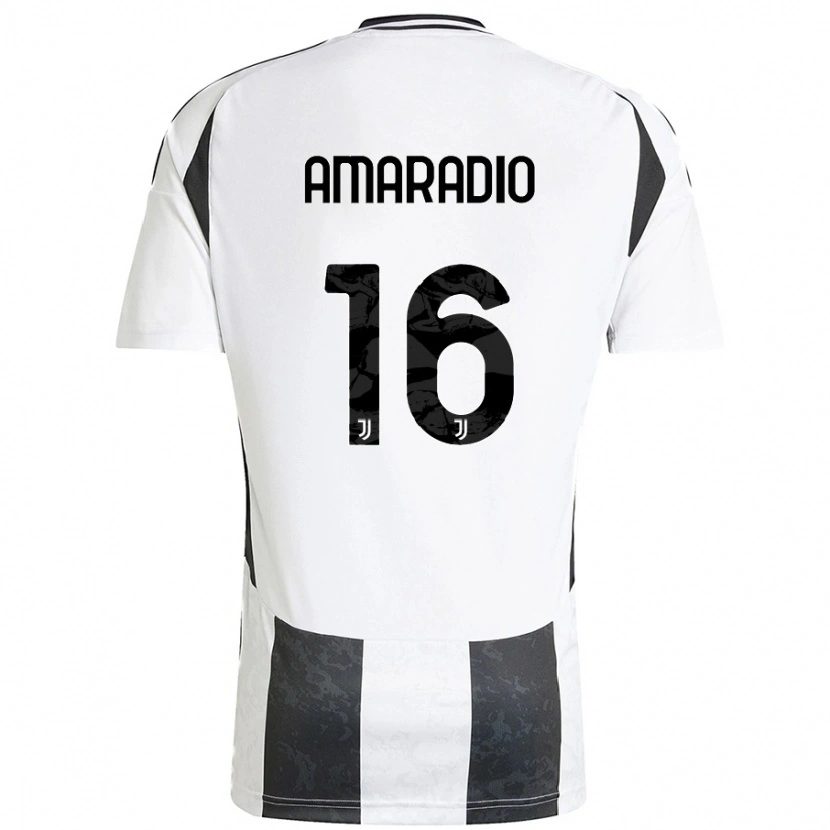 Danxen Niño Camiseta Luca Amaradio #16 Blanco Negro 1ª Equipación 2024/25 La Camisa