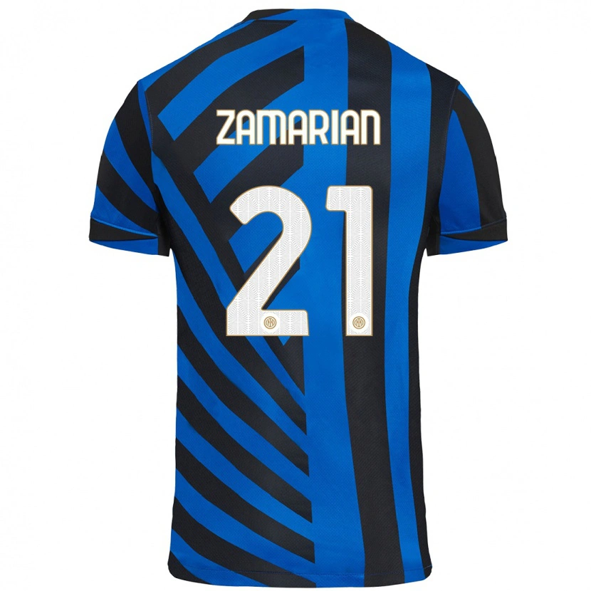 Danxen Niño Camiseta Matteo Zamarian #21 Azul Negro 1ª Equipación 2024/25 La Camisa