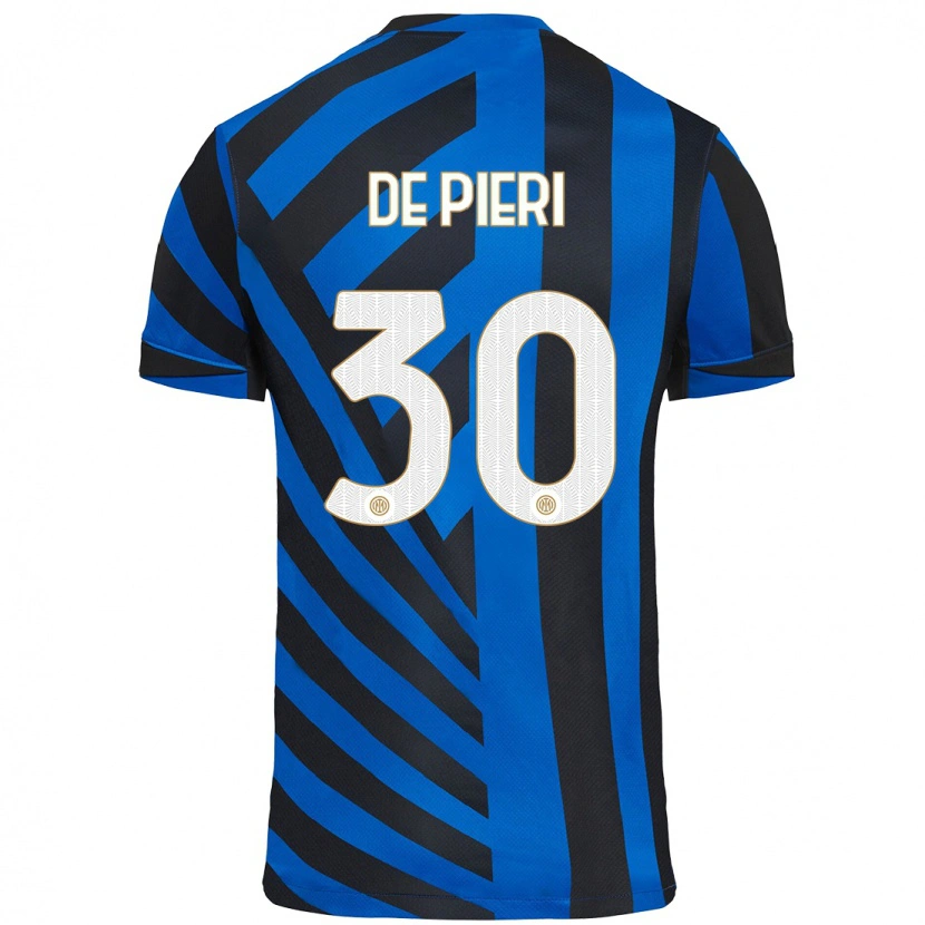 Danxen Niño Camiseta Giacomo De Pieri #30 Azul Negro 1ª Equipación 2024/25 La Camisa