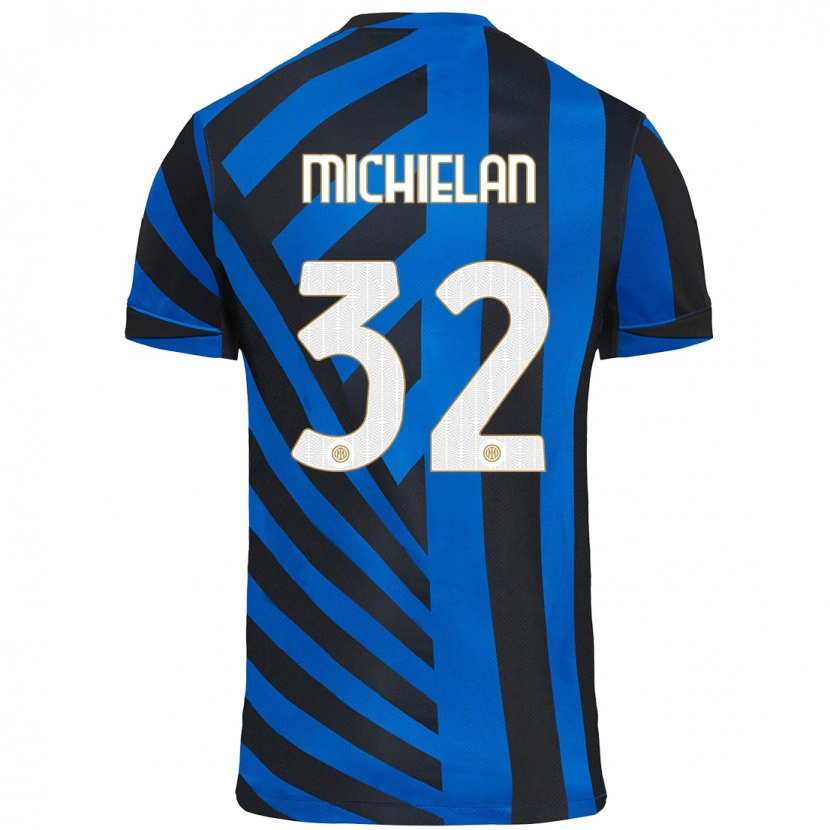 Danxen Niño Camiseta Mattia Michielan #32 Azul Negro 1ª Equipación 2024/25 La Camisa