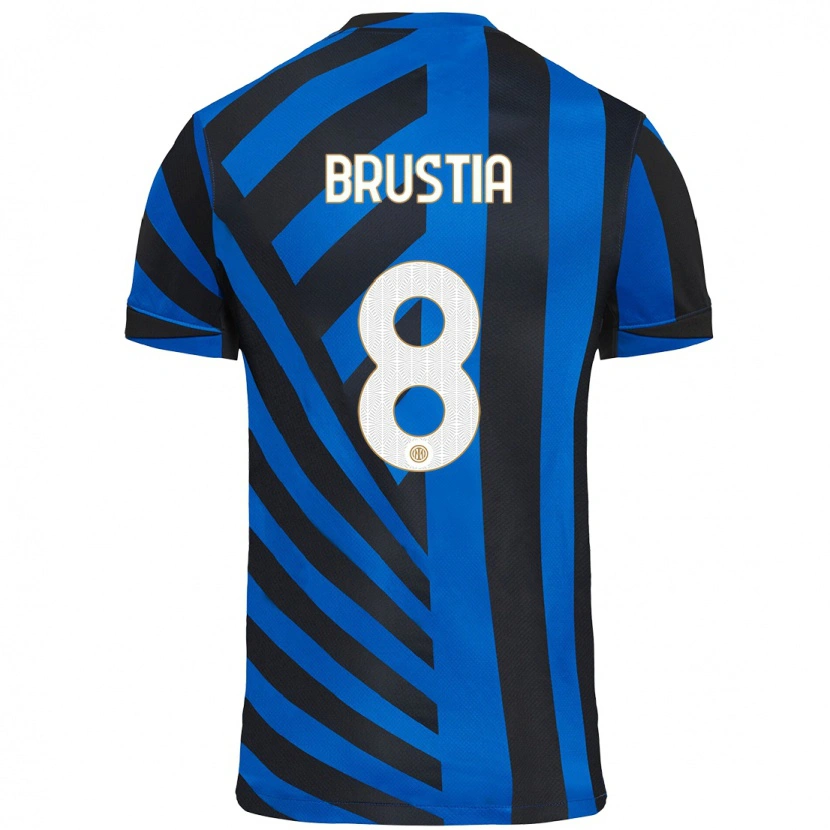 Danxen Niño Camiseta Martina Brustia #8 Azul Negro 1ª Equipación 2024/25 La Camisa