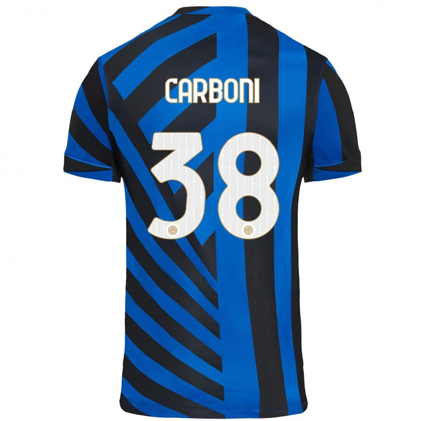 Danxen Niño Camiseta Valentin Carboni #38 Azul Negro 1ª Equipación 2024/25 La Camisa
