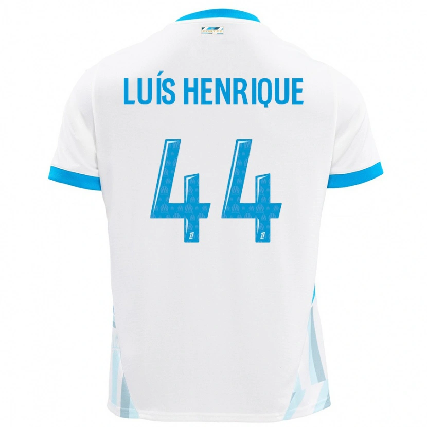 Danxen Niño Camiseta Luis Henrique #44 Blanco Azul Cielo 1ª Equipación 2024/25 La Camisa
