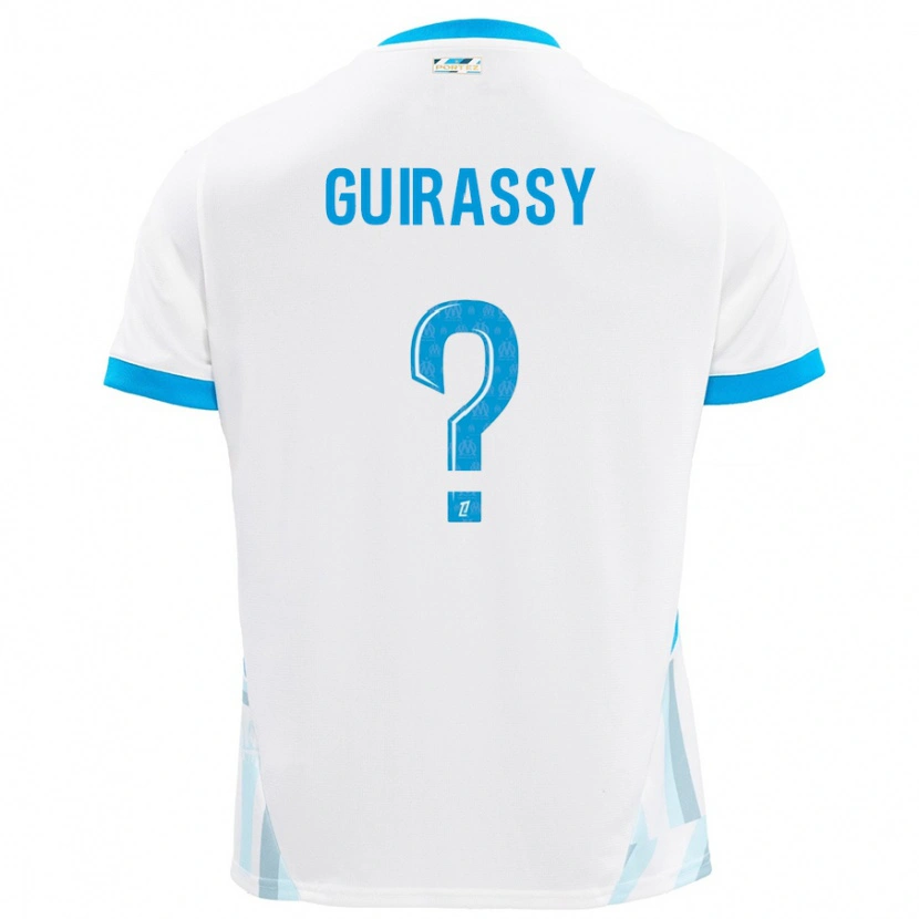 Danxen Niño Camiseta Moctar Guirassy #0 Blanco Azul Cielo 1ª Equipación 2024/25 La Camisa