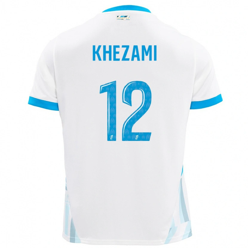Danxen Niño Camiseta Roselène Khezami #12 Blanco Azul Cielo 1ª Equipación 2024/25 La Camisa