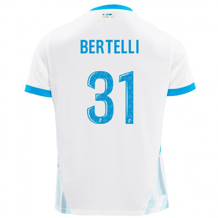 Danxen Niño Camiseta Ugo Bertelli #31 Blanco Azul Cielo 1ª Equipación 2024/25 La Camisa