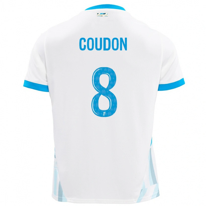 Danxen Niño Camiseta Marine Coudon #8 Blanco Azul Cielo 1ª Equipación 2024/25 La Camisa