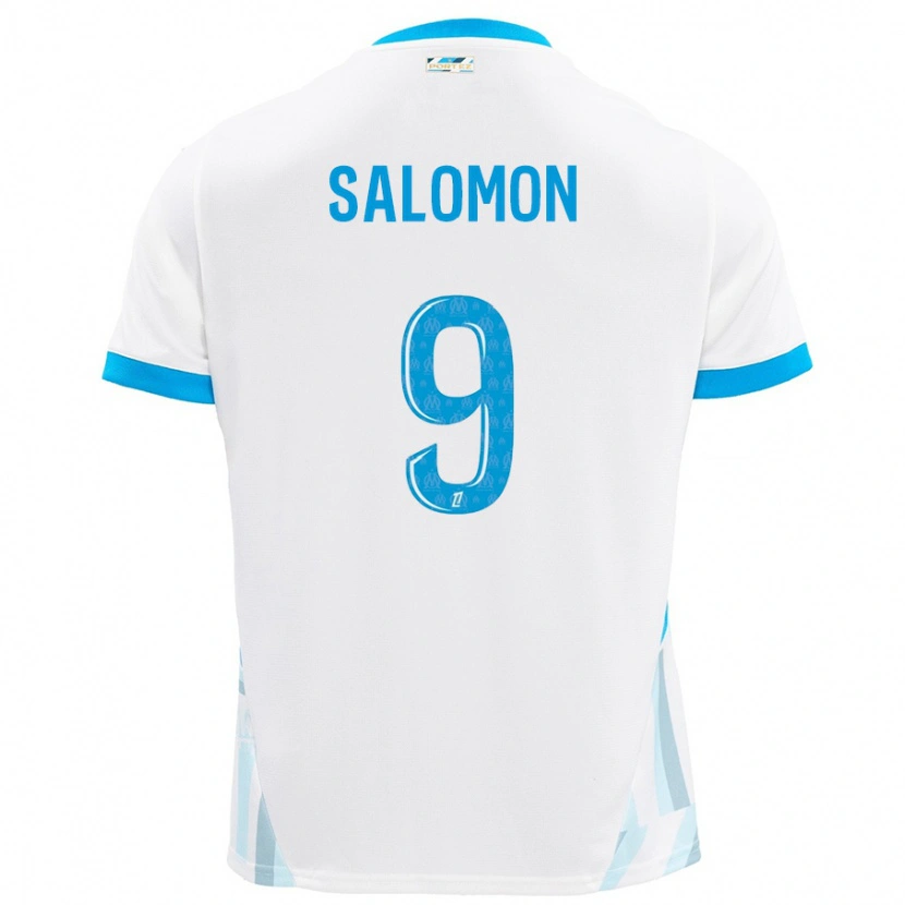 Danxen Niño Camiseta Maeva Salomon #9 Blanco Azul Cielo 1ª Equipación 2024/25 La Camisa
