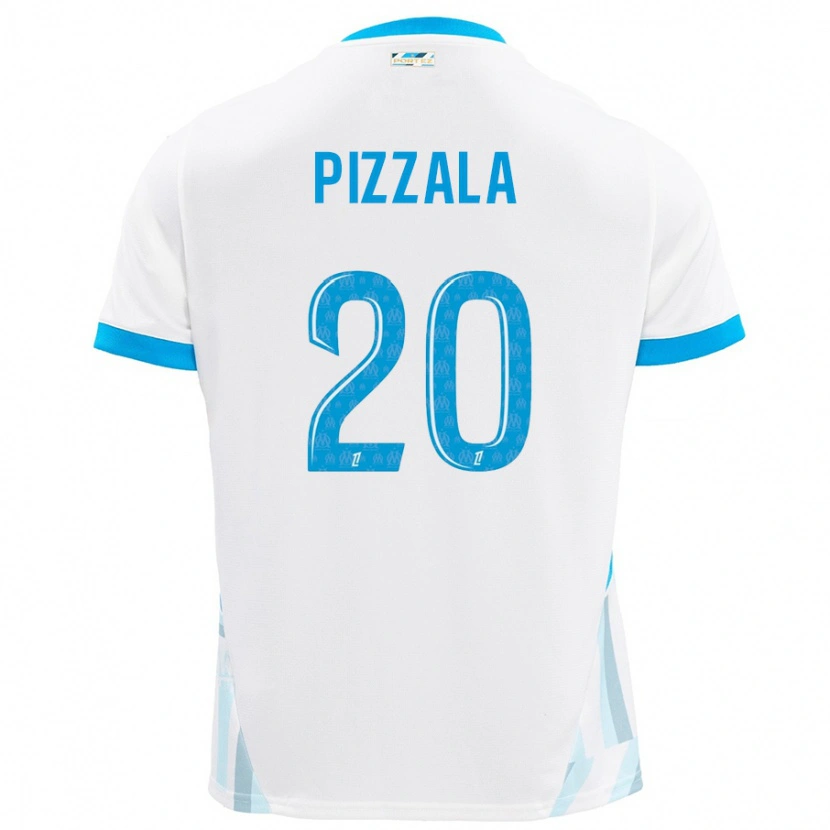 Danxen Niño Camiseta Caroline Pizzala #20 Blanco Azul Cielo 1ª Equipación 2024/25 La Camisa