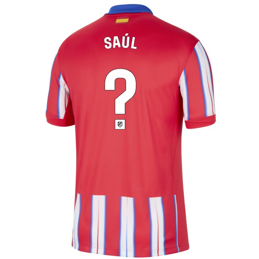 Danxen Niño Camiseta Saúl Fernández #0 Rojo Blanco Azul 1ª Equipación 2024/25 La Camisa