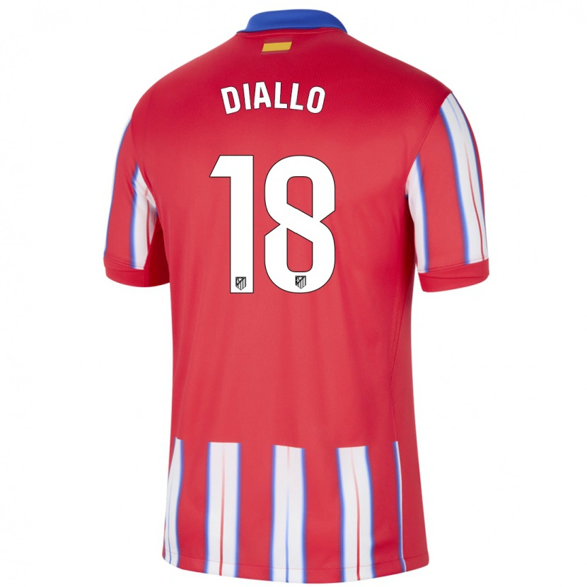 Danxen Niño Camiseta Selu Diallo #18 Rojo Blanco Azul 1ª Equipación 2024/25 La Camisa