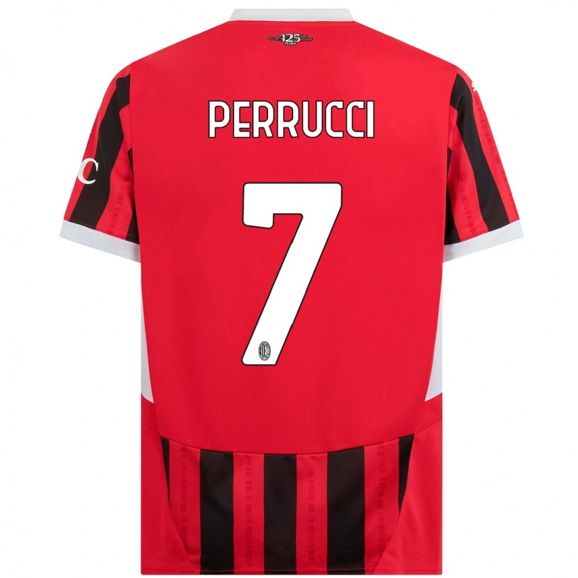 Danxen Niño Camiseta Vincenzo Perrucci #7 Rojo Negro 1ª Equipación 2024/25 La Camisa