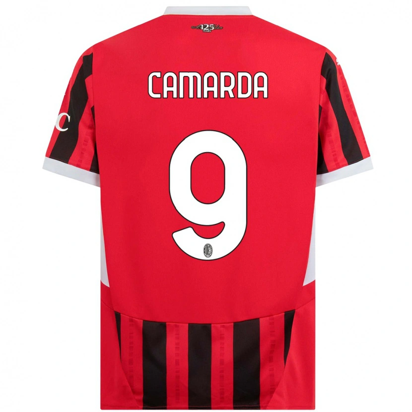 Danxen Niño Camiseta Francesco Camarda #9 Rojo Negro 1ª Equipación 2024/25 La Camisa