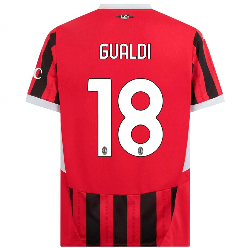 Danxen Niño Camiseta Andrea Gualdi #18 Rojo Negro 1ª Equipación 2024/25 La Camisa