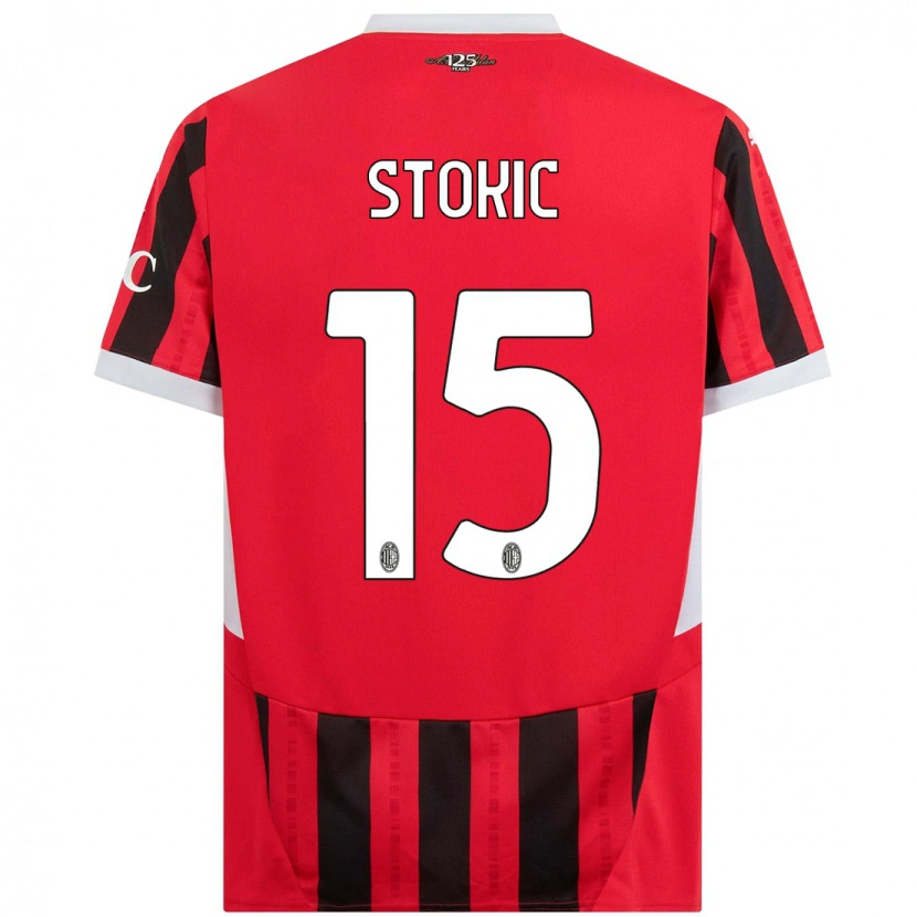 Danxen Niño Camiseta Sara Stokić #15 Rojo Negro 1ª Equipación 2024/25 La Camisa