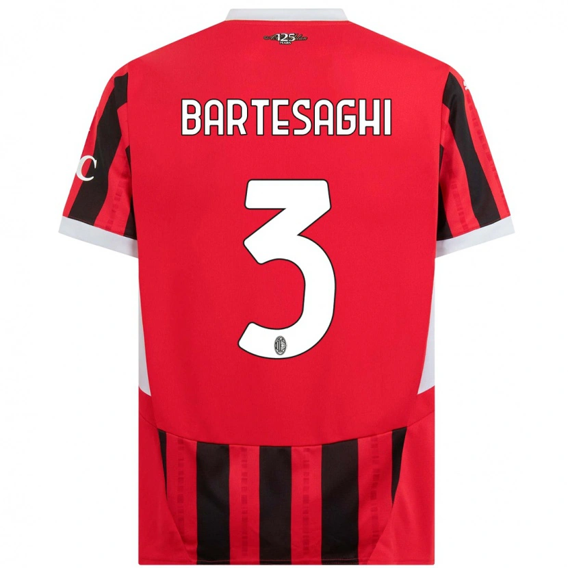 Danxen Niño Camiseta Davide Bartesaghi #3 Rojo Negro 1ª Equipación 2024/25 La Camisa