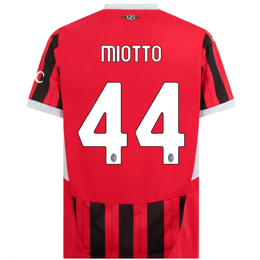 Danxen Niño Camiseta Giorgia Miotto #44 Rojo Negro 1ª Equipación 2024/25 La Camisa
