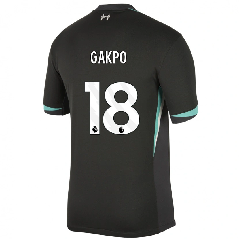 Danxen Niño Camiseta Cody Gakpo #18 Negro Antracita Blanco 2ª Equipación 2024/25 La Camisa