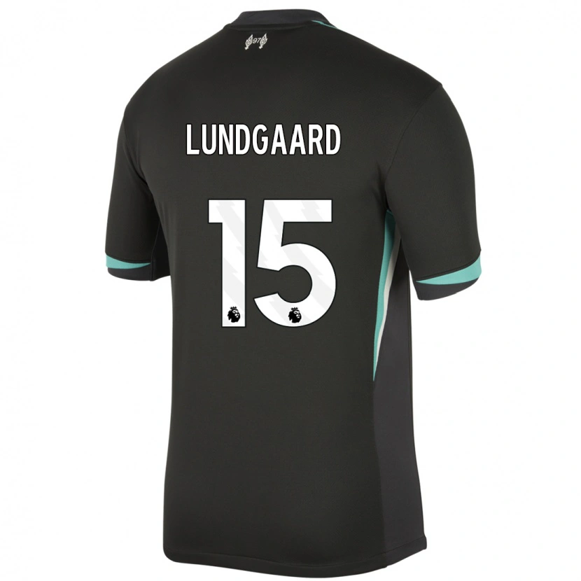 Danxen Niño Camiseta Sofie Lundgaard #15 Negro Antracita Blanco 2ª Equipación 2024/25 La Camisa