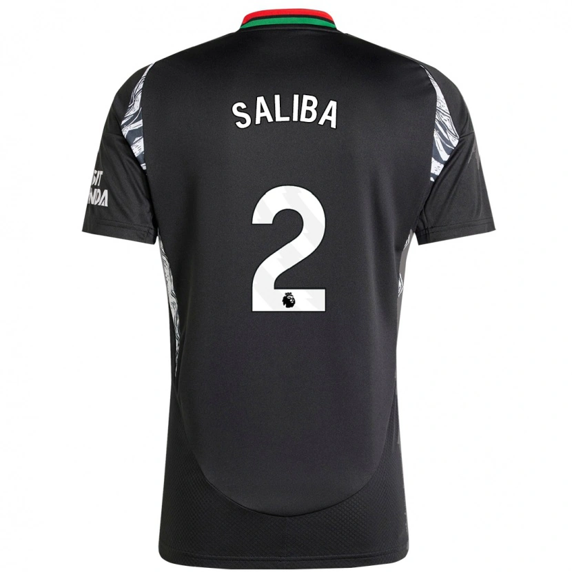 Danxen Niño Camiseta William Saliba #2 Negro 2ª Equipación 2024/25 La Camisa