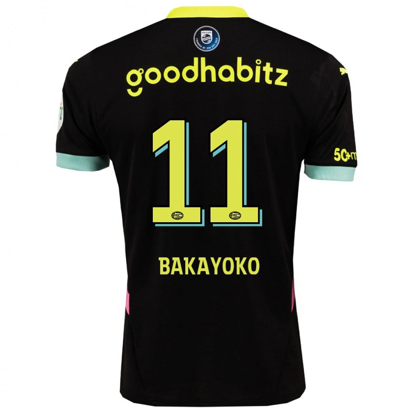 Danxen Niño Camiseta Johan Bakayoko #11 Negro Amarillo 2ª Equipación 2024/25 La Camisa