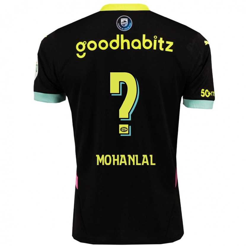 Danxen Niño Camiseta Pawan Mohanlal #0 Negro Amarillo 2ª Equipación 2024/25 La Camisa