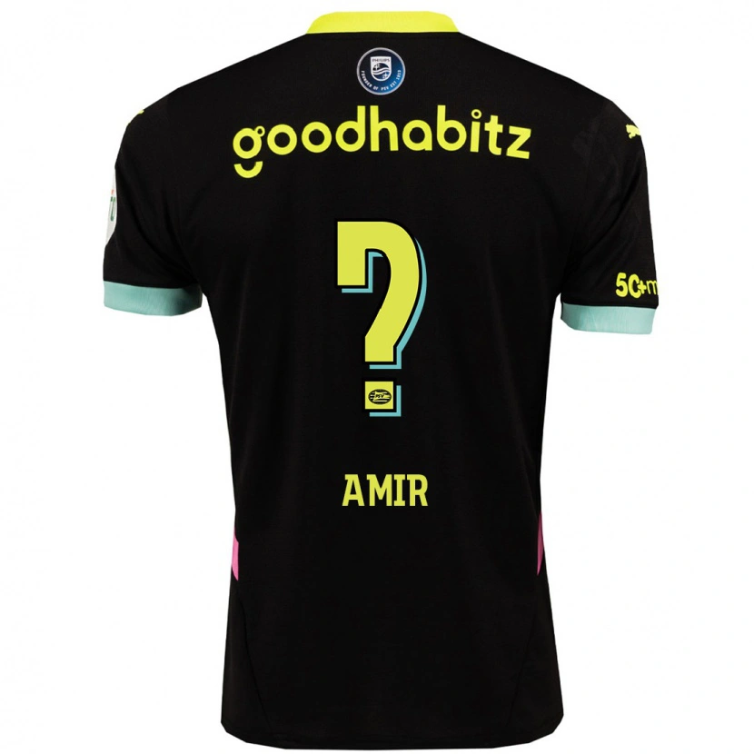Danxen Niño Camiseta Amir Al-Anany #0 Negro Amarillo 2ª Equipación 2024/25 La Camisa