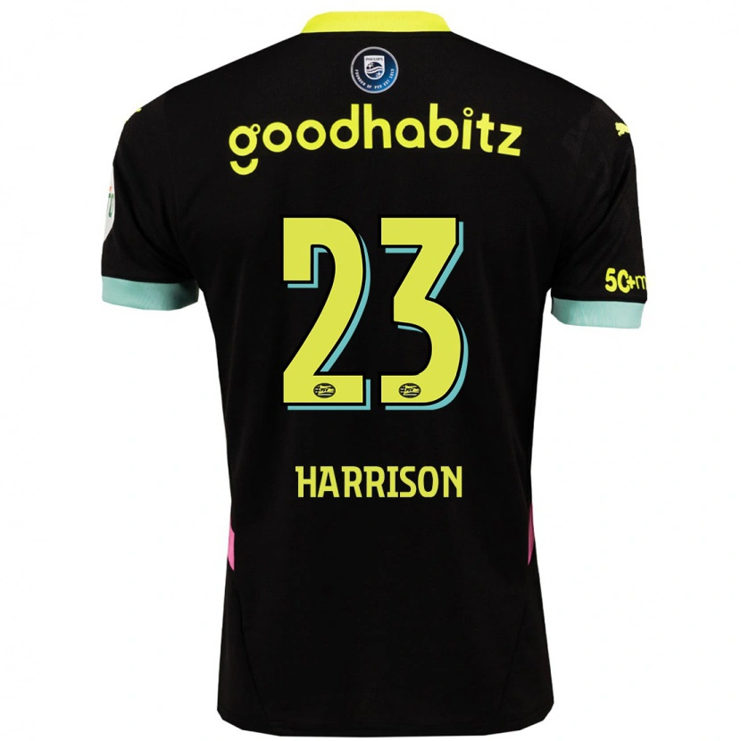 Danxen Niño Camiseta Amy Harrison #23 Negro Amarillo 2ª Equipación 2024/25 La Camisa
