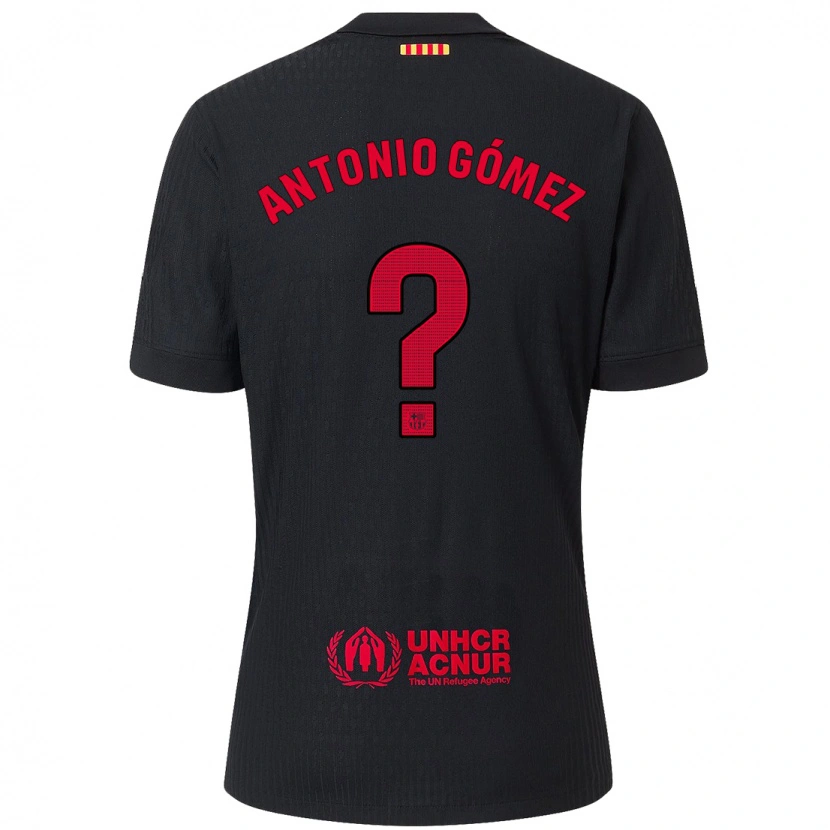 Danxen Niño Camiseta Antonio Gómez #0 Negro Rojo 2ª Equipación 2024/25 La Camisa