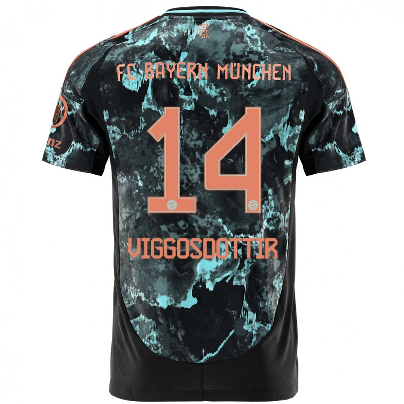 Danxen Niño Camiseta Glodis Perla Viggosdottir #14 Negro 2ª Equipación 2024/25 La Camisa