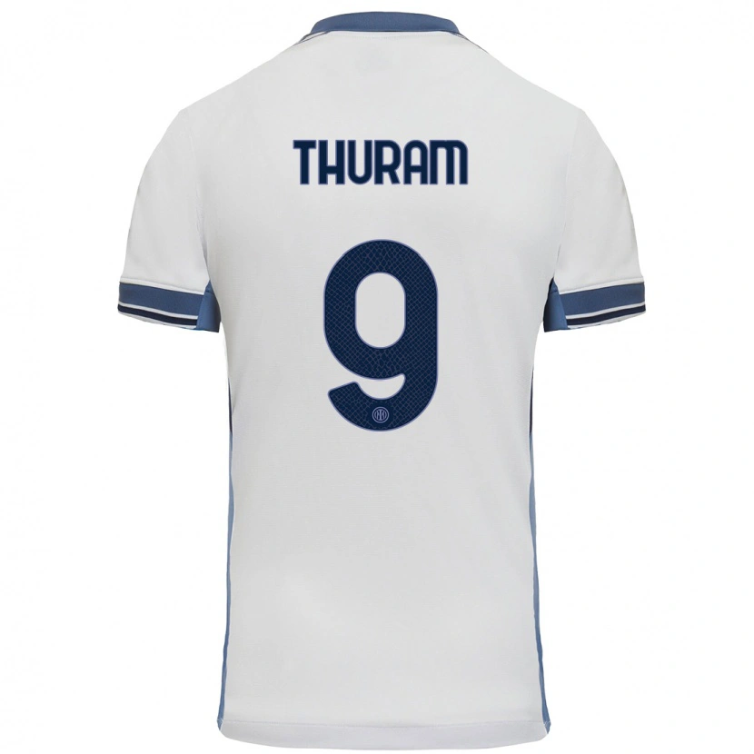 Danxen Niño Camiseta Marcus Thuram #9 Blanco Gris 2ª Equipación 2024/25 La Camisa