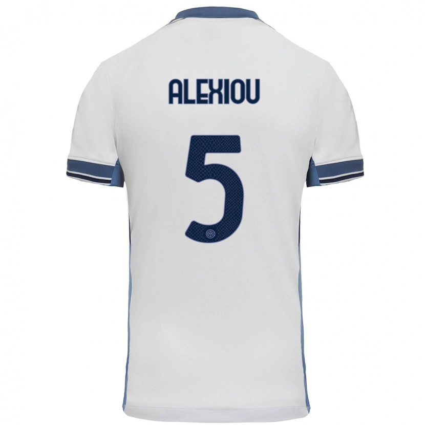 Danxen Niño Camiseta Christos Alexiou #5 Blanco Gris 2ª Equipación 2024/25 La Camisa